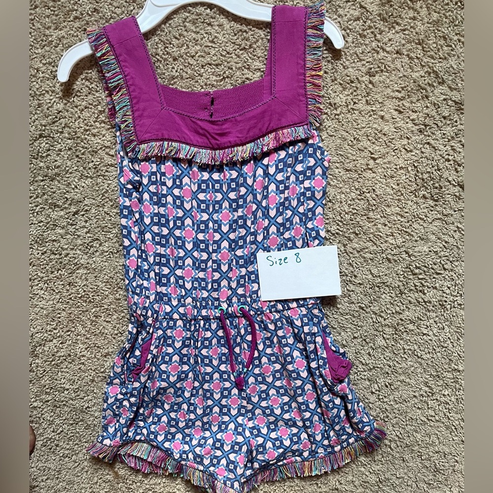 Matilda Jane Pink and Blue Patterned Kids One Piece